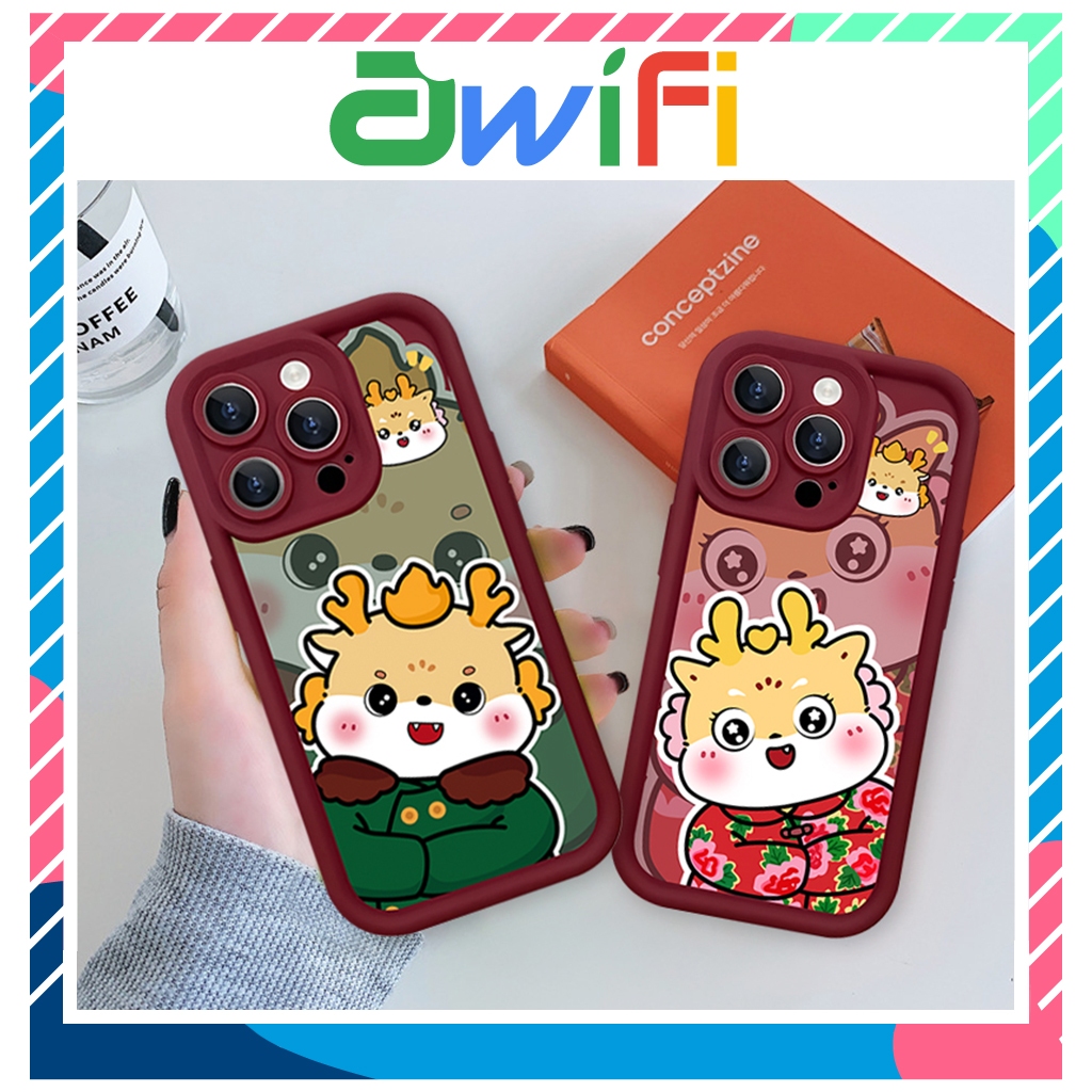 Ốp lưng iphone camera viền cao rồng áo tết 6/6s/6plus/7/8/plus/x/xs/11/12/13/14/15/pro/max/plus/promax - Awifi A4-5