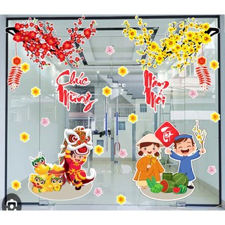 Decal Tết 2024 hàng Việt Nam - Decal Trang trí Tết Giáp Thìn Dán kính, Dán tường, Dán Tết, Decor Tết - vietdecor