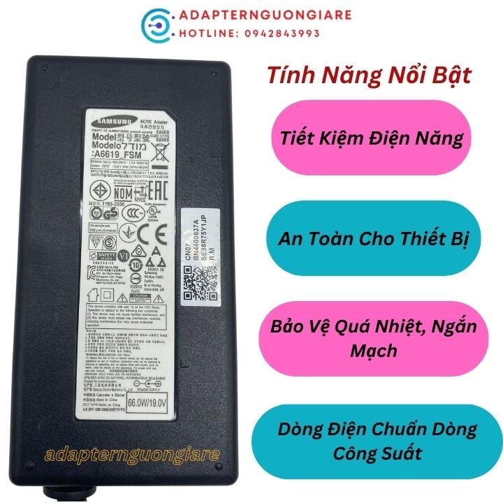 Bộ adapter nguồn cho TV samsung 19v 3.11a / 3.17A /3.474a 59W 60W - hàng zin bóc máy