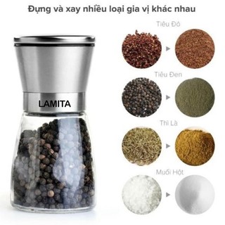 Lọ xay tiêu,muối ớt,gia vị cầm tay,nắp inox 304 cao cấp tiện dụng cho nhà bếp