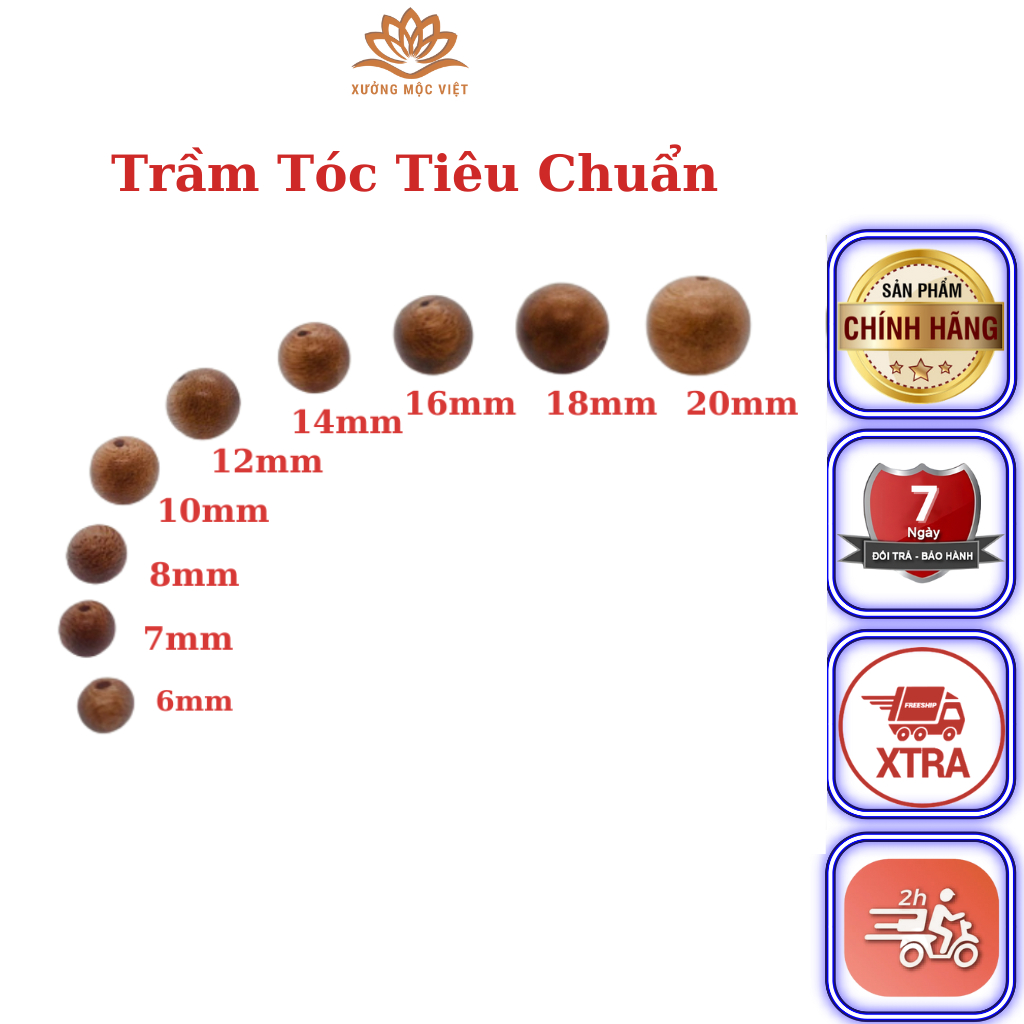 Hạt Trầm Hương Mix Vòng - Trầm Tóc Vườn Xưởng Mộc Việt - Hạt Lẻ