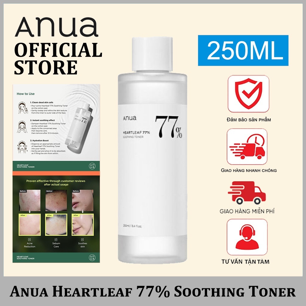 Toner Anua diếp cá làm dịu, dưỡng da Anua Heartleaf 77% Soothing Toner nước hoa hồng giảm mụn