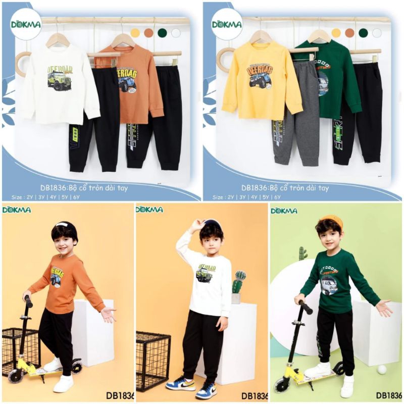 Bộ dài tay cài vai Dokma chất cotton mỏng 2-6Y (12-20kg) DB1836