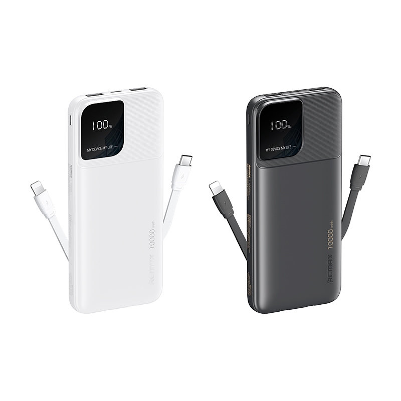 Pin dự phòng Remax RPP-657 siêu mỏng 10000mAh sạc được cho Táo 15 - tích hợp 2 cáp typeC và LN