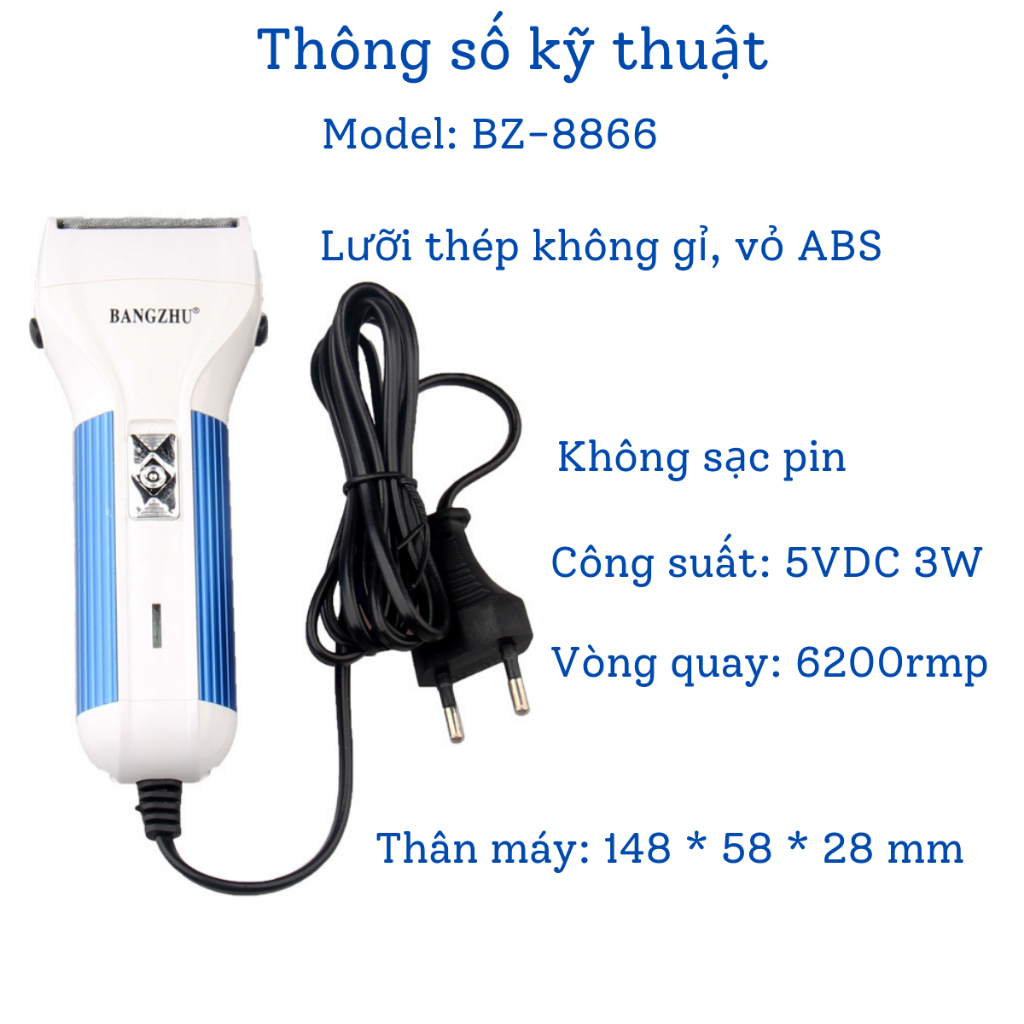 Máy Cạo Râu Cạo Khô Sát Chân Râu Không Đau Sạc Nhanh Chống Thấm Nước