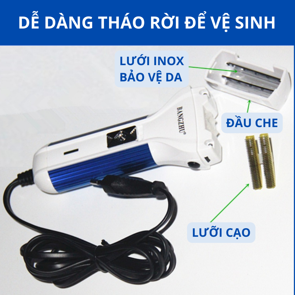 Máy Cạo Râu Cạo Khô Sát Chân Râu Không Đau Sạc Nhanh Chống Thấm Nước