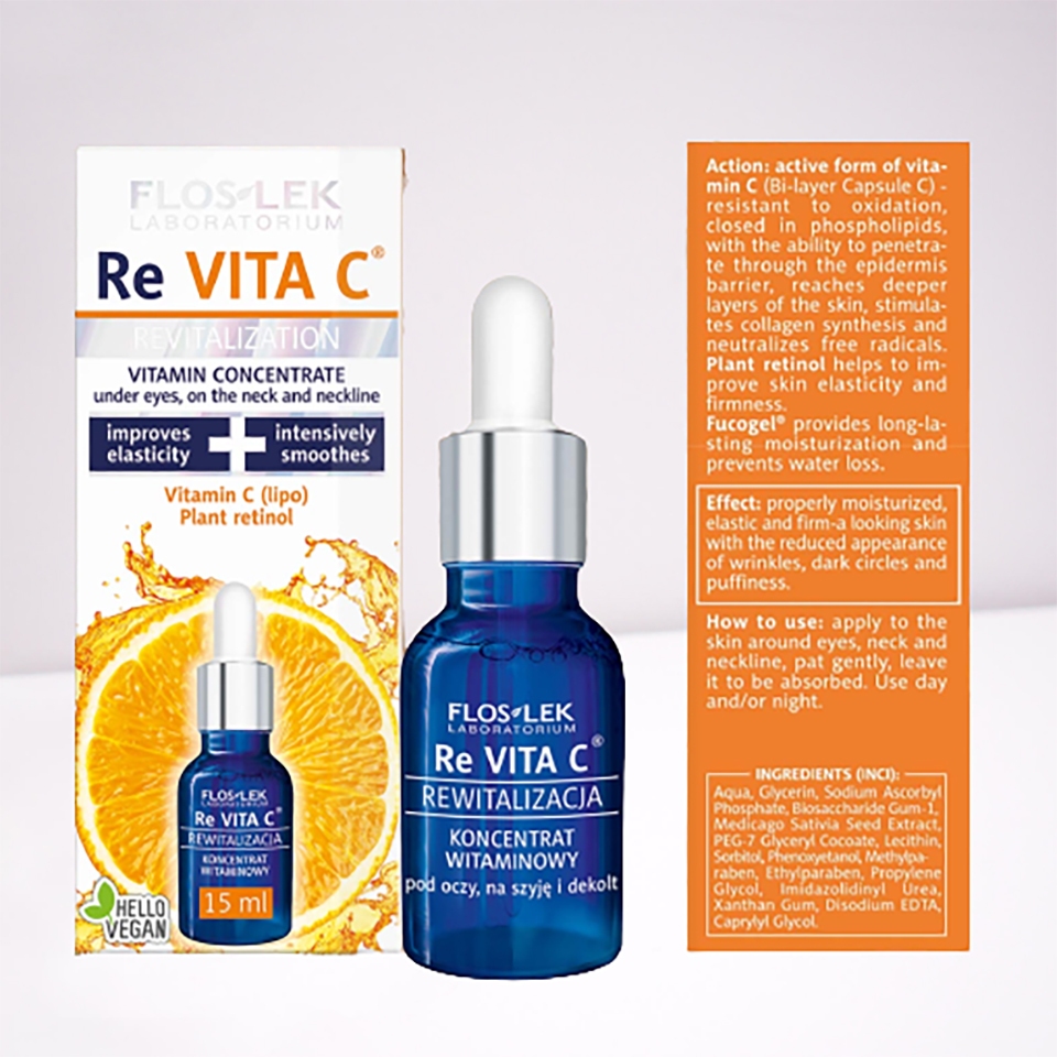 Tinh chất Serum vitamin C ReVITA C Floslek hỗ trợ sáng da, mờ nám, căng bóng làn da chai 30ml