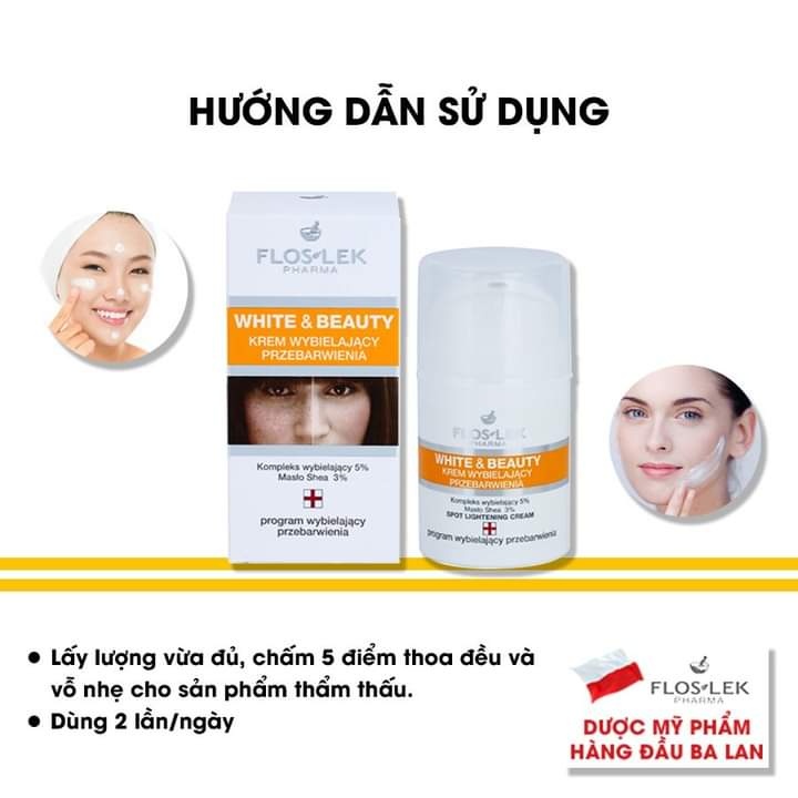 Kem dưỡng trắng và mờ nám ban đêm Floslek Spot Lightening Cream giúp cải thiện độ ẩm, phục hồi da 50ml/tuýp