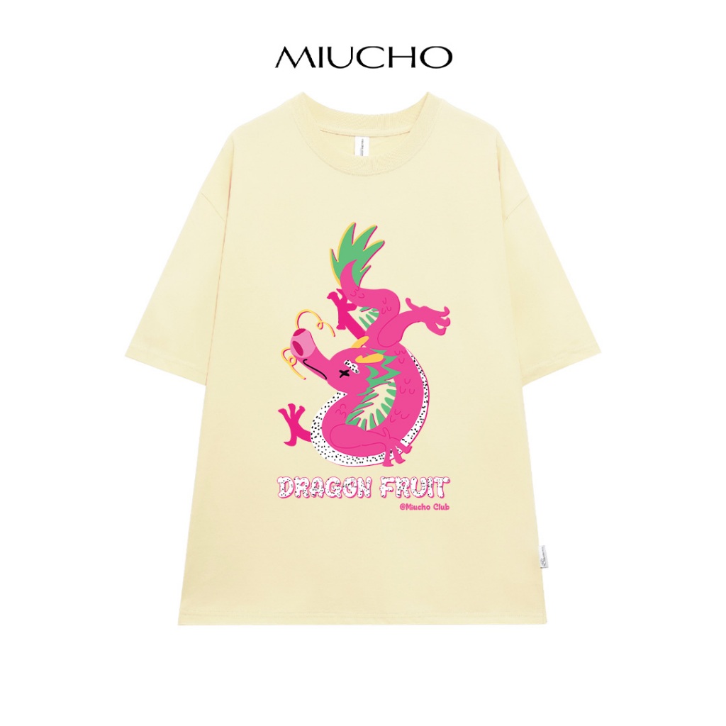 Áo thun unisex Rồng thanh long local brand form rộng ATD760 Miucho cotton cổ tròn in mix