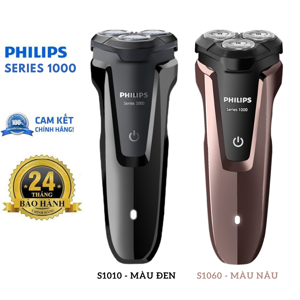 Máy cạo râu Philips Series 1000 cao cấp 3 lưỡi thép nhập khẩu tự mài sắc siêu bền, chống nước - Bảo hành 24 tháng