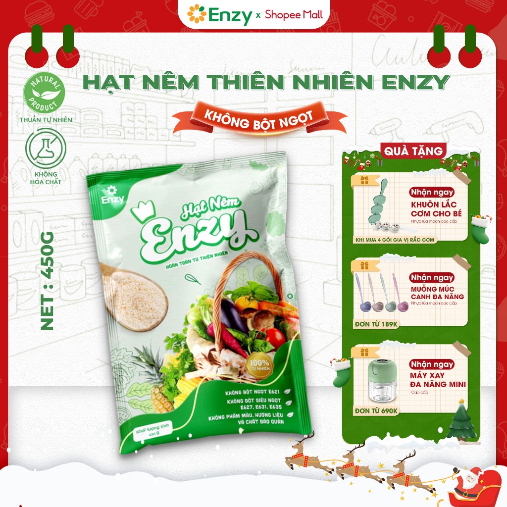 Hạt Nêm Chay Rau Củ Enzy Food, Không Bột Ngọt Gói 450g
