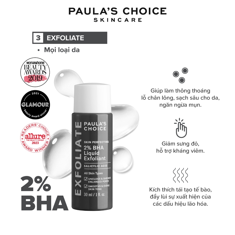 Dung Dịch Tẩy Da Chết Paula’s Choice 2% BHA 30ml Sản Phẩm Chính Hãng