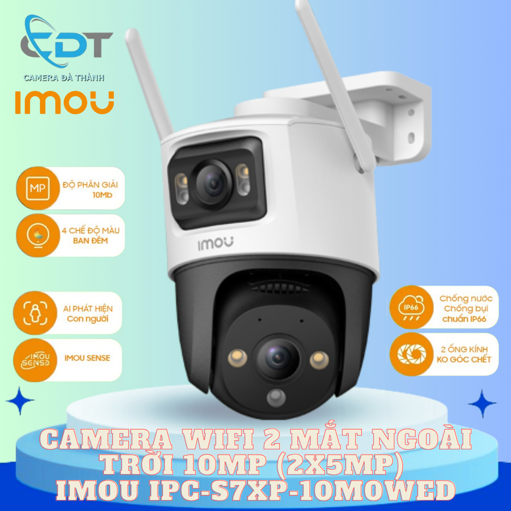 Camera Wifi iMOU Cruiser Dual 10MP IPC-S7XP-10M0WED và 6MP IPC-S7XP-6M0WED Xoay 360 Ngoài Trời