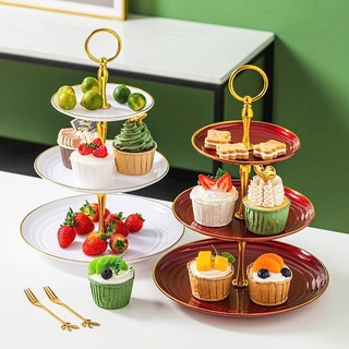 Bộ đĩa nhựa 3 tầng sang trọng, set 3 đĩa nhựa đựng bánh kẹo Tết- Khay đựng bánh kẹo trang trí