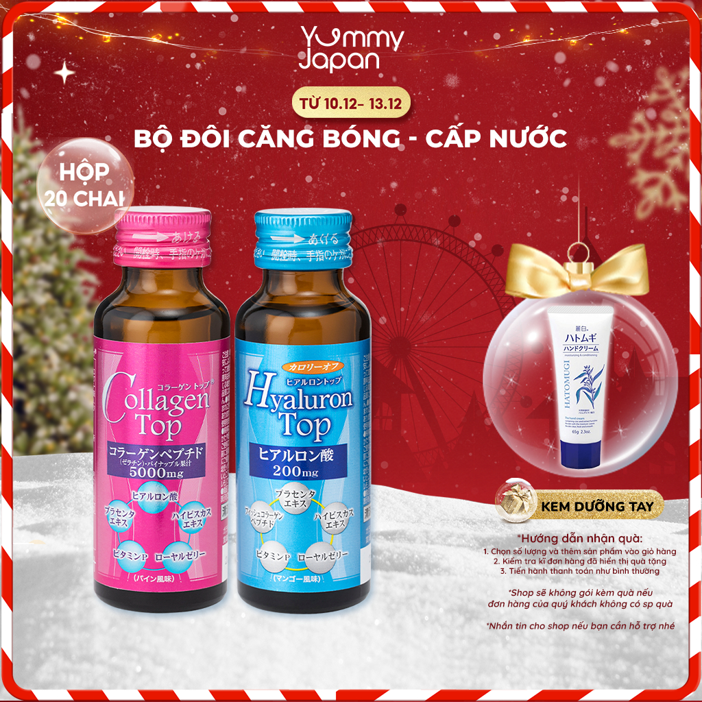 Collagen Top 5000mg và Hyaluron Top 200mg SHINNIPPAI Nhật Bản