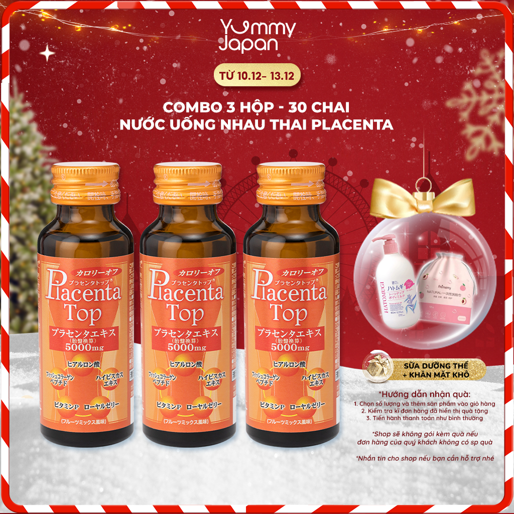 Nước Uống Nhau Thai Placenta Top SHINNIPPAI Nhật Bản cân bằng nội tiết tố, giảm nám tàn nhang