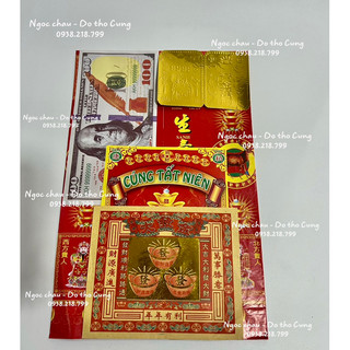 Giấy cúng tất niên hàng đẹp + 1 bịch vàng 10 thỏi