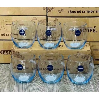 Combo 06 ly thủy tinh lùn cao cấp - cốc thủy tinh trứng lùn xanh luminarc 320ml