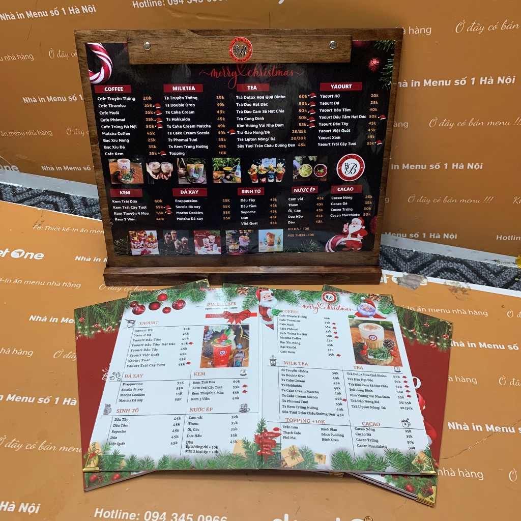 Combo menu để quầy và menu cầm tay A3 gập đôi fomex siêu xịn, bền đẹp thiết kế theo yêu cầu