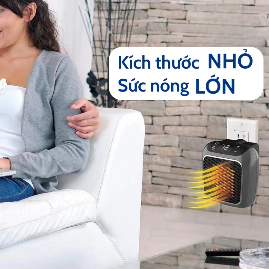 Máy Sưởi Mini Treo Tường Công Suất 800W Kèm Remote Điều Khiển Từ sa, Quạt Sưởi cao cấp ấm áp , Chính Hãng NBR