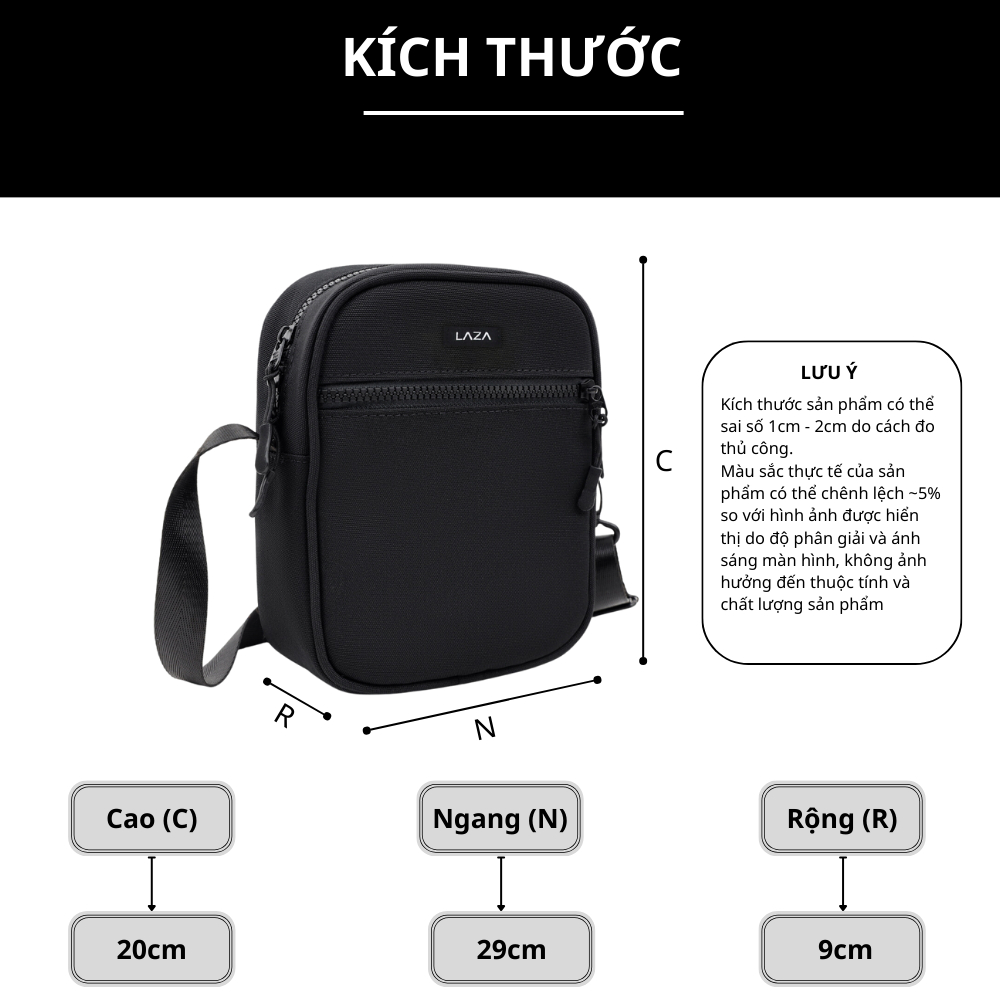 LAZA - Túi đeo chéo nam nữ mini Pisano Bag 592 - Chất liệu canvas trượt nước cao cấp - Bảo hành trọn đời