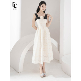 Đầm tiệc hoa hồng hai dây đính hoa LENDO DT230542