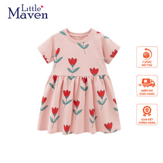 Váy hè hồng hoa Tulip đỏ Little Maven thời trang trẻ em từ 2-7 tuổi LMS1872