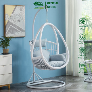 Ghế xích đu mây khung kim loại sơn tĩnh điện đan bằng mây nhựa healhomes