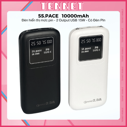 Sạc Dự Phòng 10000Amh Pin Dự Phòng 5s Pace 🔥Chính Hãng Hàng Việt Nam🔥 Bảo Hành 12 Tháng