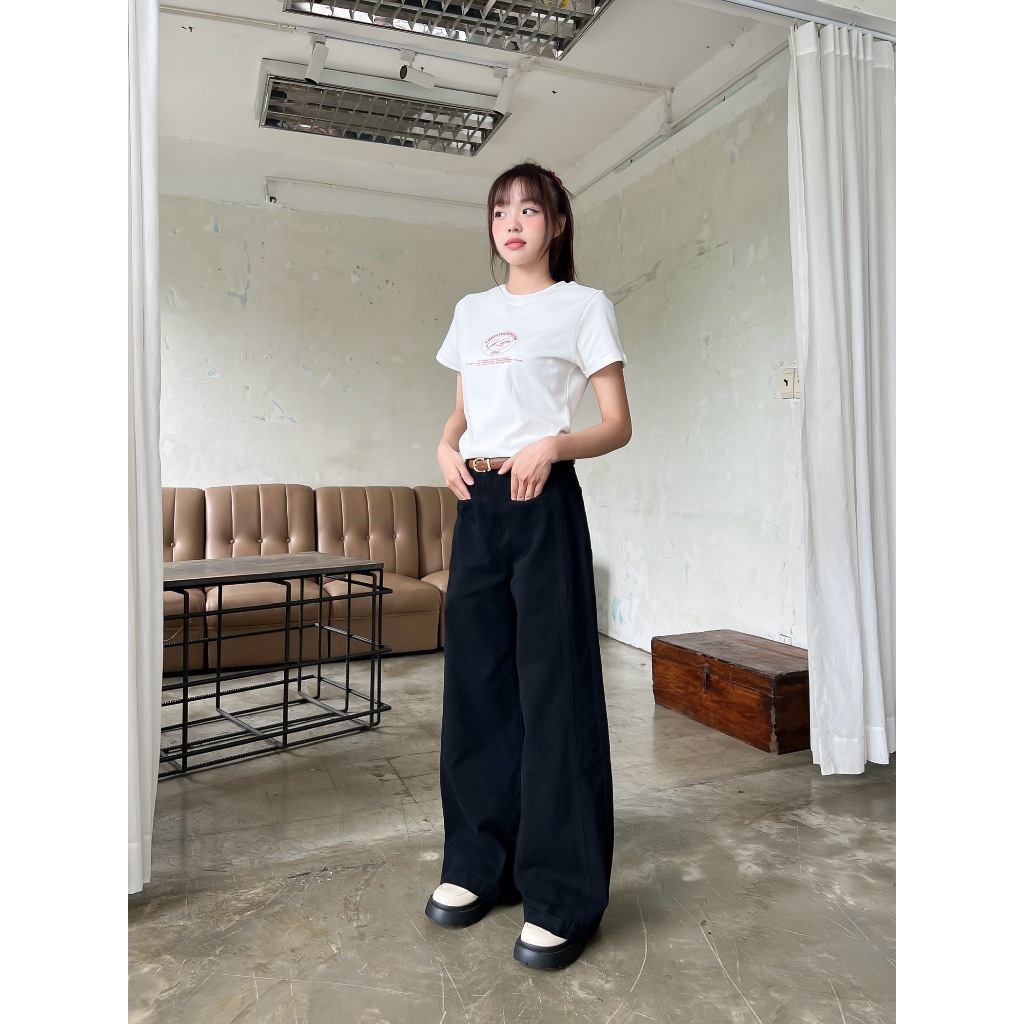 Quần jean túi mổ ngang ống rộng SIMON JEANS
