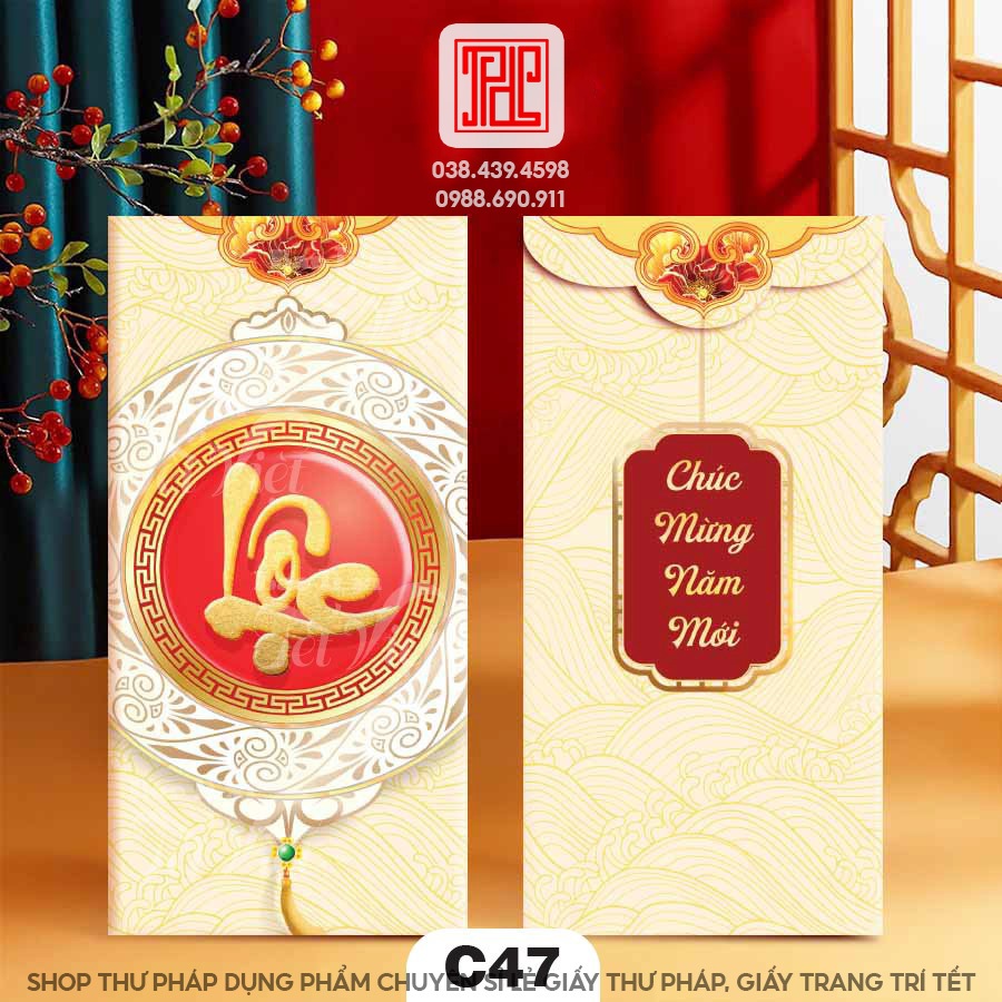 Set 10 chiếc lì xì chữ thư pháp mẫu mới năm Giáp Thìn 2024 Thư Pháp Dụng Phẩm