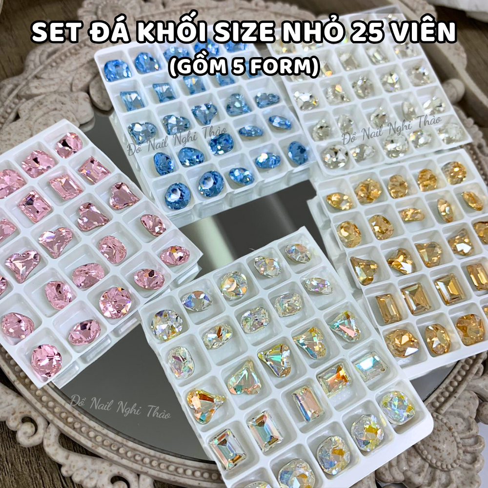 Đá khối nail siêu sáng mix 25 viên size nhỏ JELIVA