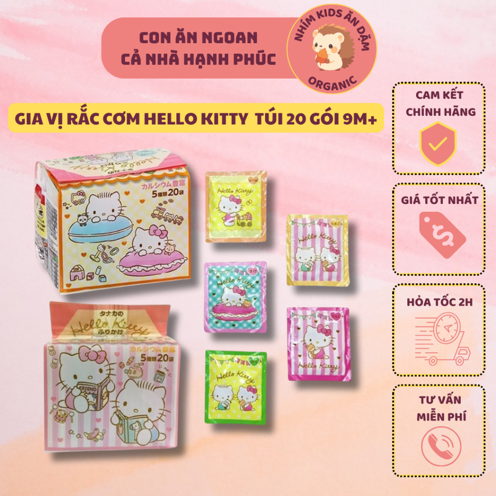 [Date T9/2024] 1 gói gia vị rắc cơm Hello Kitty/Anpanman/Minion cho bé từ 9 tháng