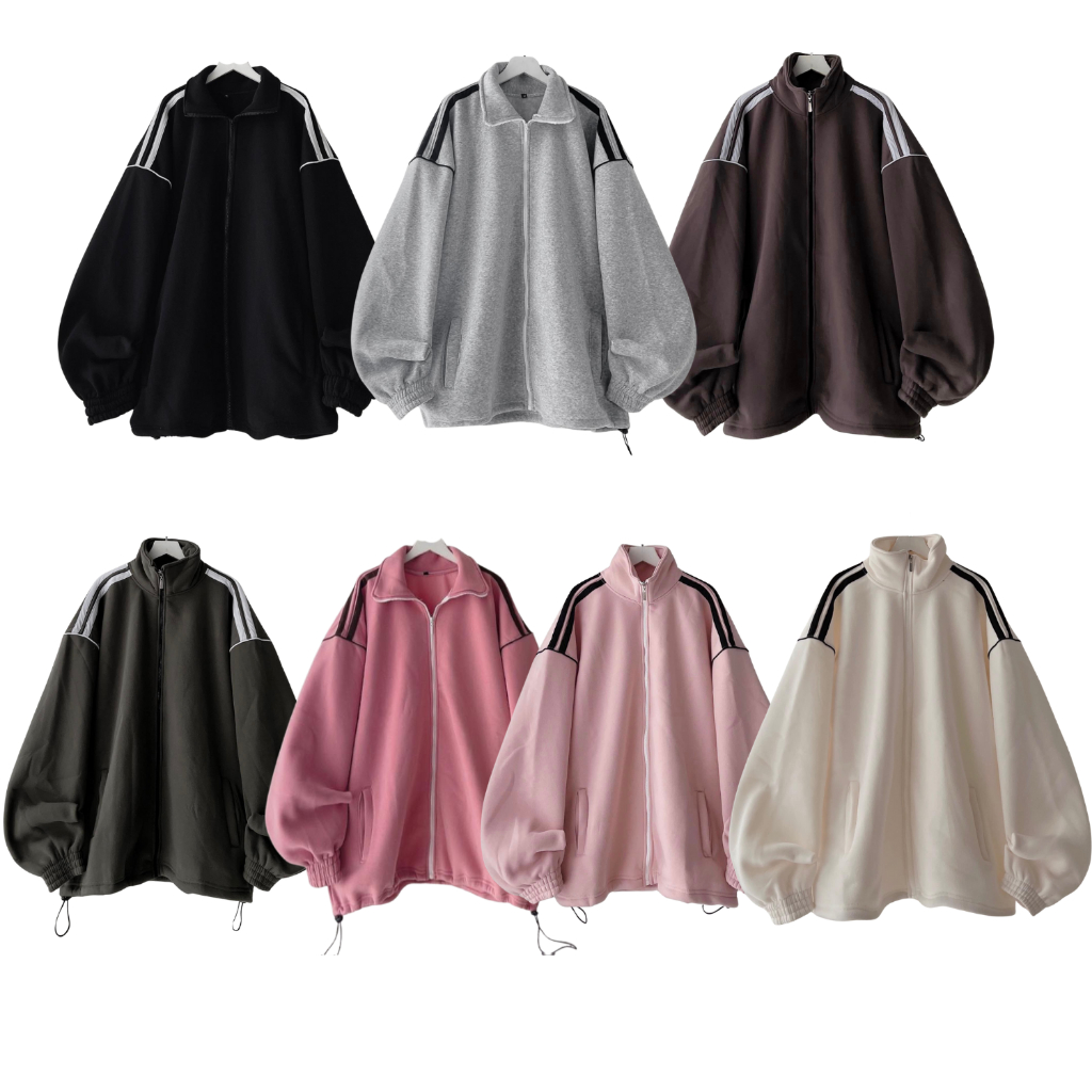 Áo khoác nỉ sọc vai / form rộng unisex (Ảnh shop tự chụp)