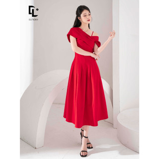 Đầm tiệc hở vai cổ cách điệu LENDO DT230532
