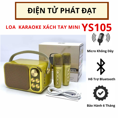 Loa Bluetooth Karaoke Mini YS105 . Nhỏ Gọn Siêu Tiện Lợi Âm Thanh Lớn. Kèm 2 Micro
