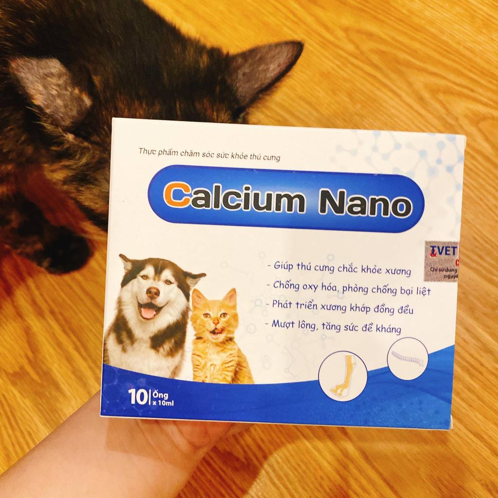 Bổ sung canxi Calcium Nano ống 10ml cho chó mèo - Hỗ trợ Phòng bại liệt và hạ bàn, chống loãng xương