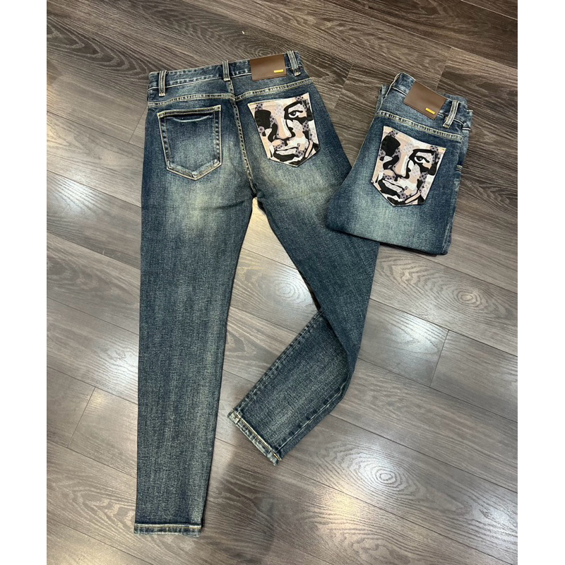 ✅New✅ Quần Jean L.V Xanh Nhạt Túi Mặt Người