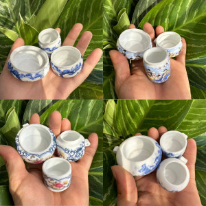 Cóng thức ăn men sứ đựng thức ăn chim hút mật hàng Trung Quốc