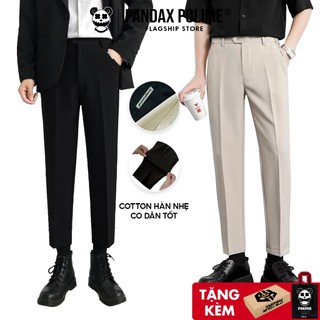 Quần tây nam co giãn local brand unisex ống suông chống nhăn form baggy âu học sinh đi học màu đen và kem Pandax Polime