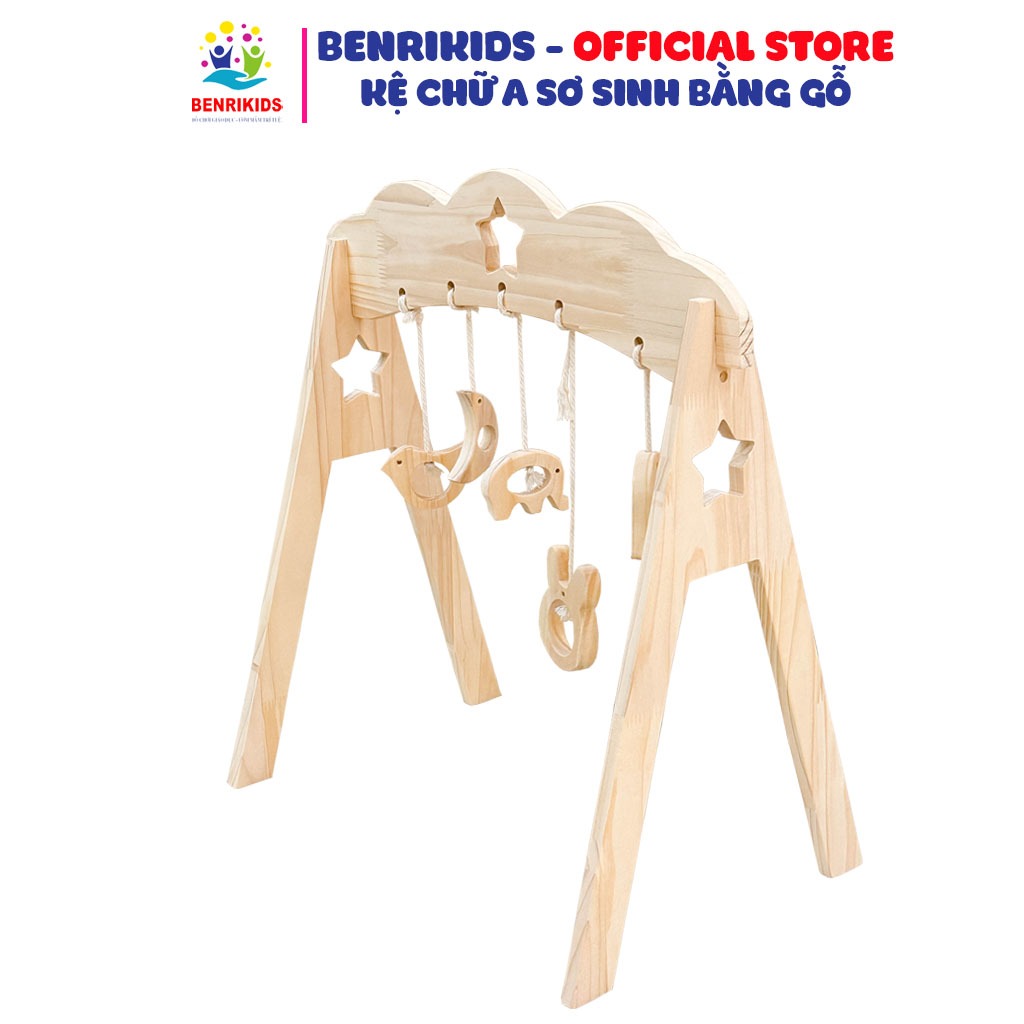 Kệ Chữ A Treo Lục Lạc Xúc Xắc Benrikids Cho Trẻ Sơ Sinh Treo Đồ Chơi Bằng Gỗ