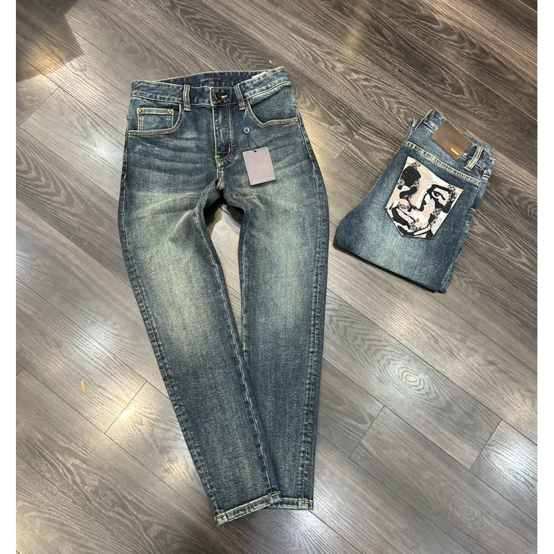 ✅New✅ Quần Jean L.V Xanh Nhạt Túi Mặt Người