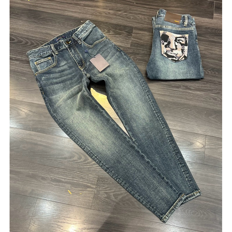 ✅New✅ Quần Jean L.V Xanh Nhạt Túi Mặt Người