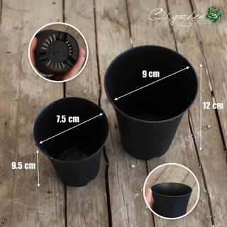 Chậu nhựa tròn cao đen nhám
