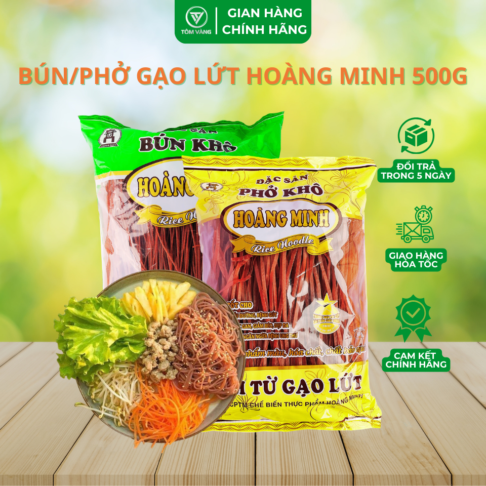Bún Phở Miến Hoàng Minh Ăn Kiêng Healthy Eatclean Tiểu Đường Thực Dưỡng Gym Túi 500g và 250g - Tôm Vàng