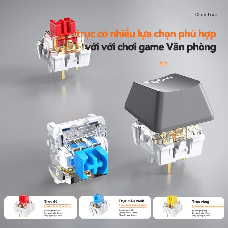 Bàn Phím Cơ Chơi Game LEAVEN H68 68 Phím Led RGB Switch xanh/ đỏ/vàng Kèm Bluetooth Máy Tính pc/laptop văn phòng