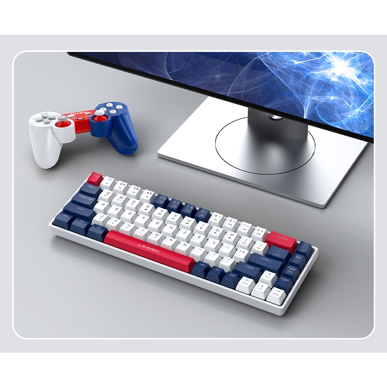 Bàn Phím Cơ Chơi Game LEAVEN H68 68 Phím Led RGB Switch xanh/ đỏ/vàng Kèm Bluetooth Máy Tính pc/laptop văn phòng