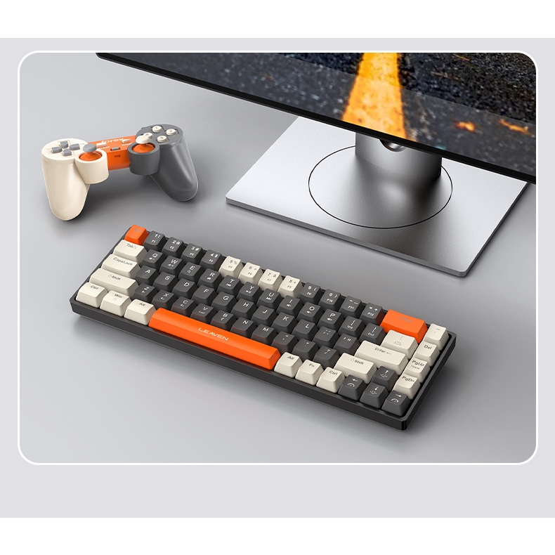 Bàn Phím Cơ Chơi Game LEAVEN H68 68 Phím Led RGB Switch xanh/ đỏ/vàng Kèm Bluetooth Máy Tính pc/laptop văn phòng