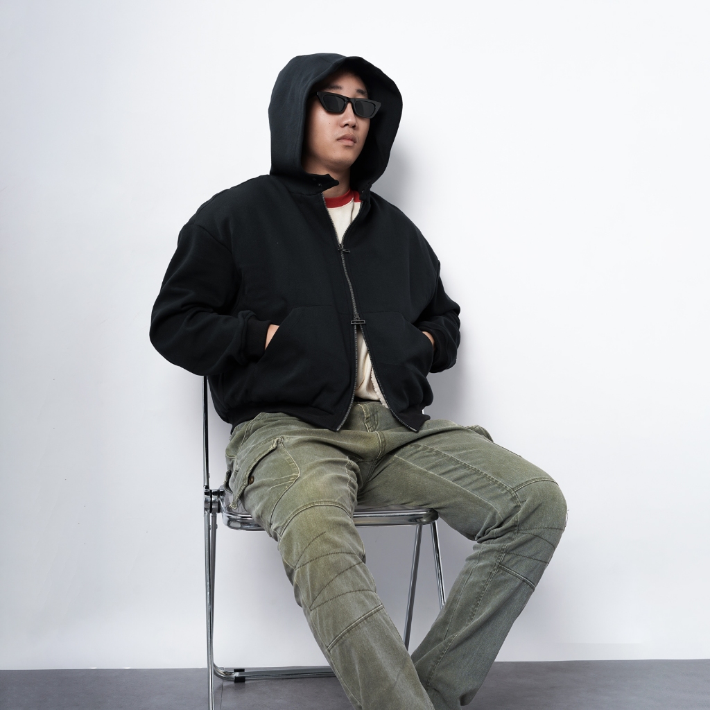 Áo hoodie form BOXY nam nữ form rộng oversize, áo khoác nỉ dài tay khóa 2 chiều Darkofstar