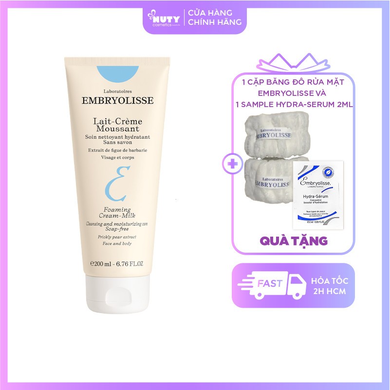 Sữa Rửa Mặt Embryolisse Sạch Sâu, Cấp Ẩm Lait-Creme Moussant 200ml